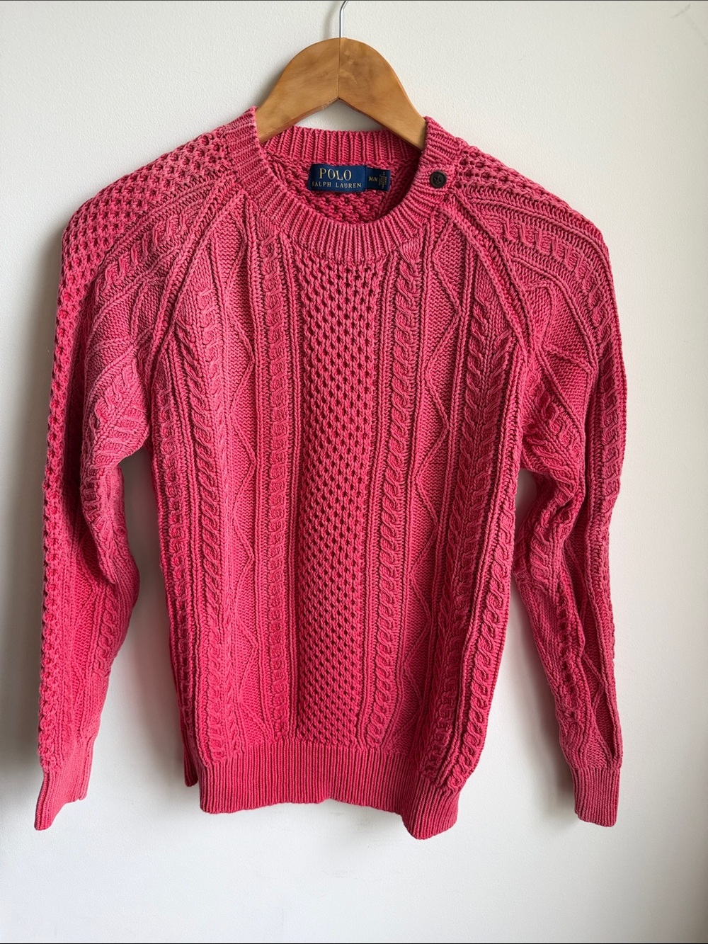 Polo Ralph Lauren Cable Knit Pullover Sweater Faded Red Womens M